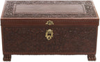 NOVICA Artisan Handmade Cedar and Leather Chest Brown Woodleather Peru Furniture Trunks Colonial 'Colonial Days'