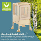 Guidecraft Kitchen Helper® Toddler Tower Step Stool - Contemporary - Natural: Folding Adjustable Height Montessori Wooden Learning Furniture with Keepers