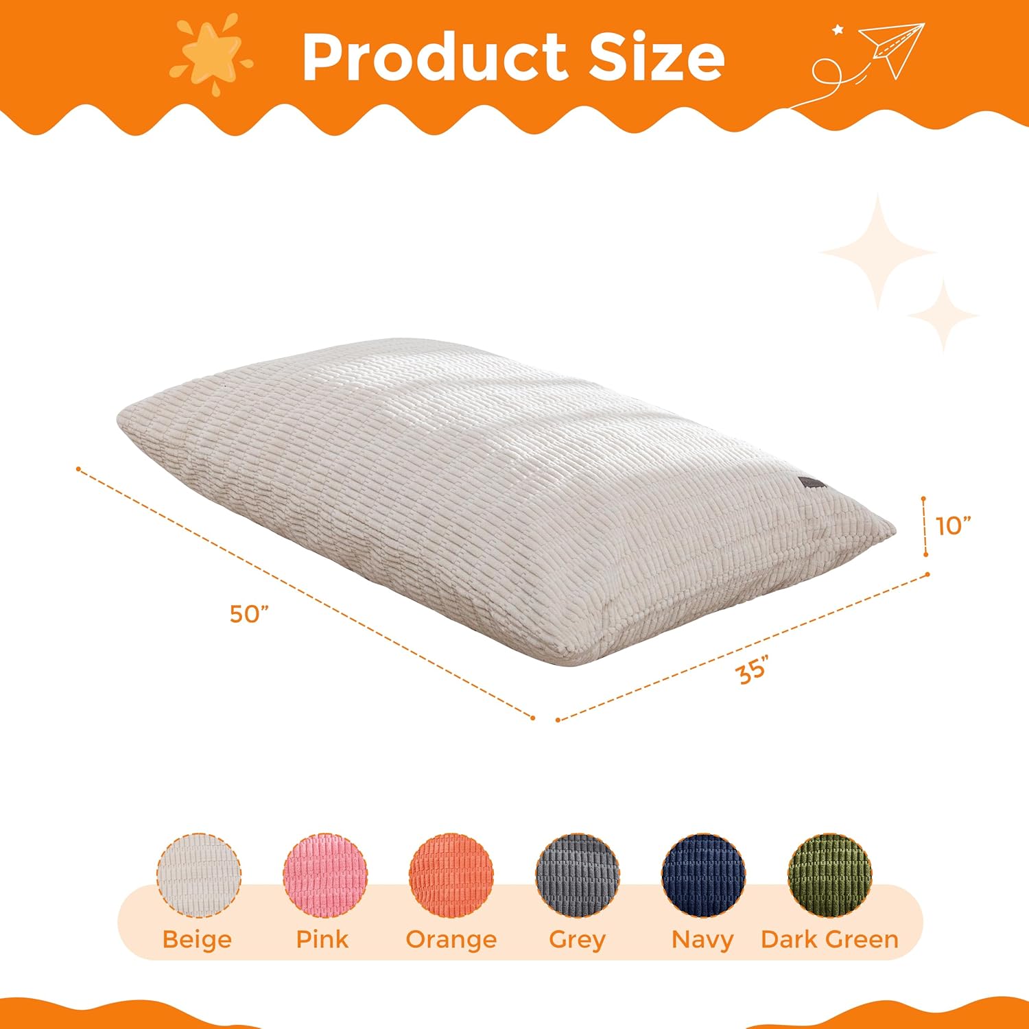 MAXYOYO Kids Bean Bag Chair, 3 in 1 Convertible Bean Bag Sofa with Removable Cover for Children, Soft Floor Lounger with Supportive Shredded Foam Filling, Floor Cushion Chair for Living Room, Playroom