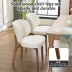 YOUNIKE Dining Chairs Set of 8 Mid Century Modern Kitchen Chair with High Back Boucle Fabric Upholstered Armless Chair 20" Wide Padded Seat with Wooden Leg for Kitchen Dining Living Room Bedroom Beige