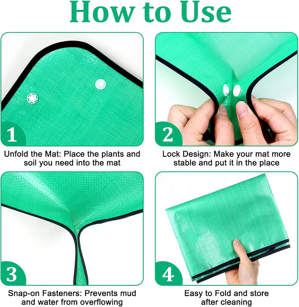 Plant Repotting Mat for Garden, 2 Pcs Waterproof Potting Mat Foldable Indoor Plant Mats Portable Square Gardening Mat Potting Tray with 6 Pcs Mini Garden Tools Set for Plant Lovers Gardening Gifts