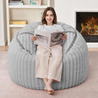 HABUTWAY Bean Bag Chair 3FT Big Bean Bag Chairs for Adults with Memory Foam Filled,3'Beanbag Chair with Soft Faux Fur Cover,Comfy Bean Bag Sofa for Classroom,Living Room,Game Room,Bedroom-Light Grey