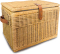 The Basket Lady Handwoven Deep Wicker Storage Trunk, Natural Rattan Wicker Chest with Lid and Handles for Blankets, and Home Organization-Sandstone, Large, 24" L x 17" W x 17.5" H