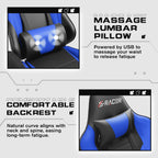 Gaming Chairs, Computer Chair with Footrest and Massage Lumbar Support, Height Adjustable Game Chair with Headrest and Swivel Seat (Blue)