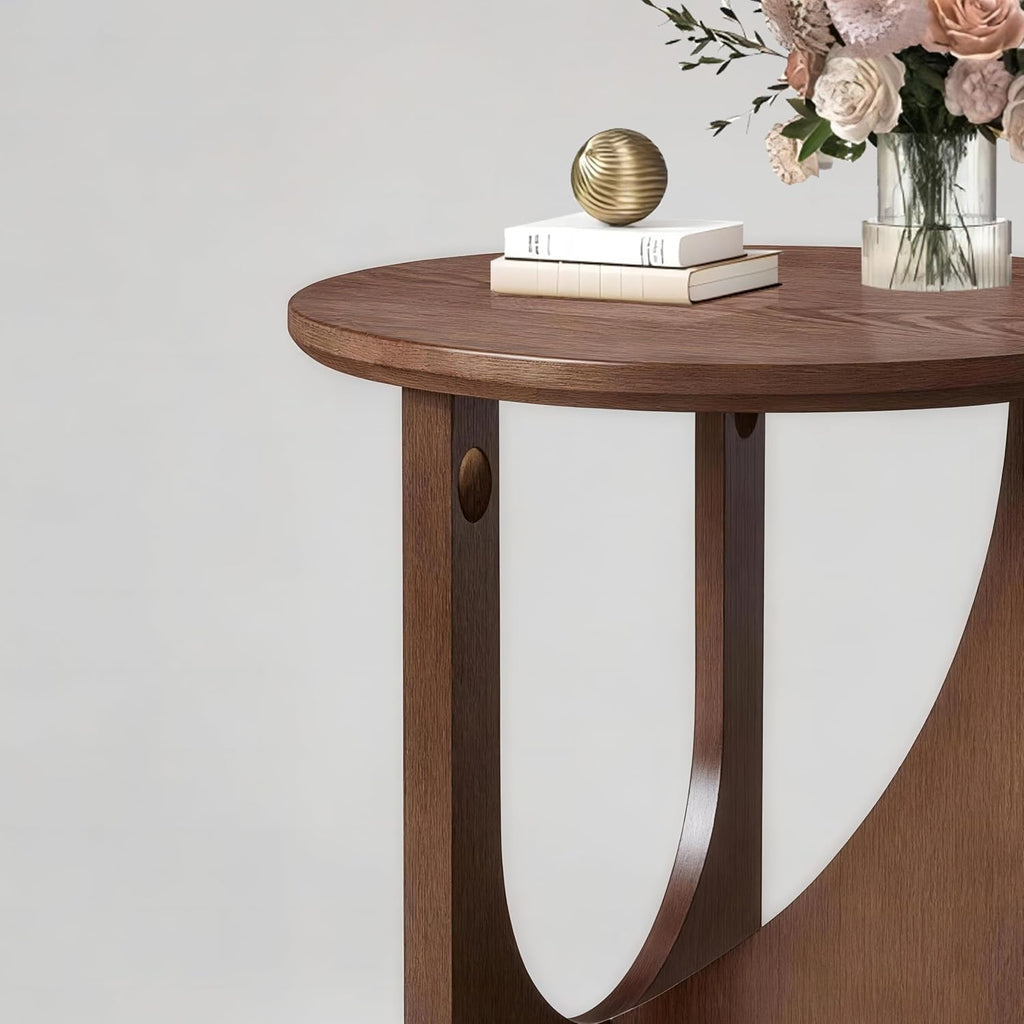 Solid Wood Round Side Table, 19.68'' End Table for Living Room Bedroom, Small Bedside Table, Couch Side Table for Small Space