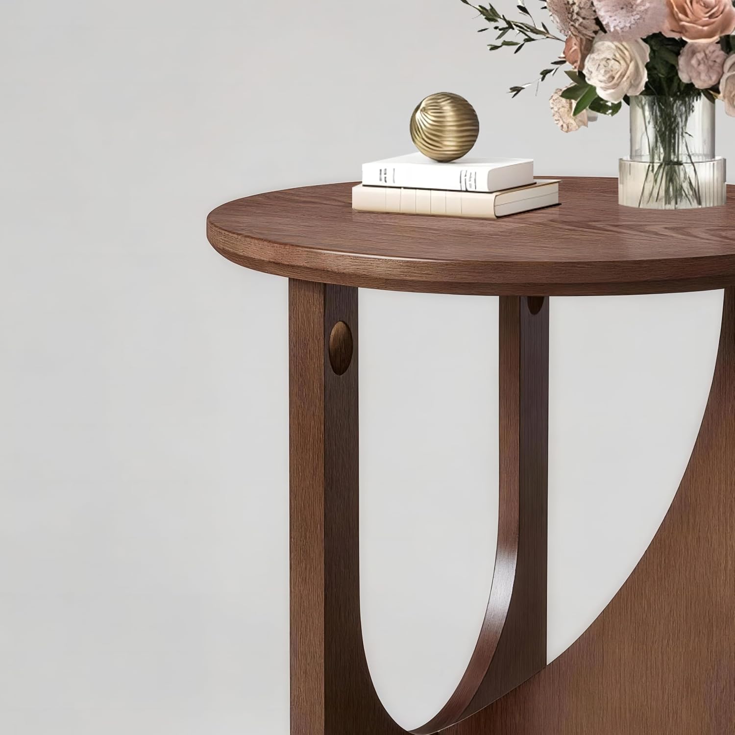 Solid Wood Round Side Table, 19.68'' End Table for Living Room Bedroom, Small Bedside Table, Couch Side Table for Small Space