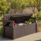 Homall 75 Gallon Outdoor Storage Benches Lockable Deck Box with Waterproof and UV Resistant, Waterproof Storage Box for Patio Furniture, Tools, Cushions (Brown)