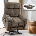 Lay Flat Sleeping Dual Motor Lift Recliner Chair with Massage and Heating for Elderly,Infinite Position Soft Fabric Power Electric Recliner Chair (Brown-180-Lay Flat-No Cup Holder)