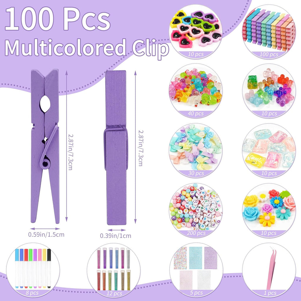 100 Set Cheer Pins Spirit Clips Cheerleader Wooden Clothes Pins for Backpack DIY Cheer Pin Decorations Cheer Gift Bulk for Team with Resin Animal Bow Eyeglass Flower Sticker (100, Cheer Set)