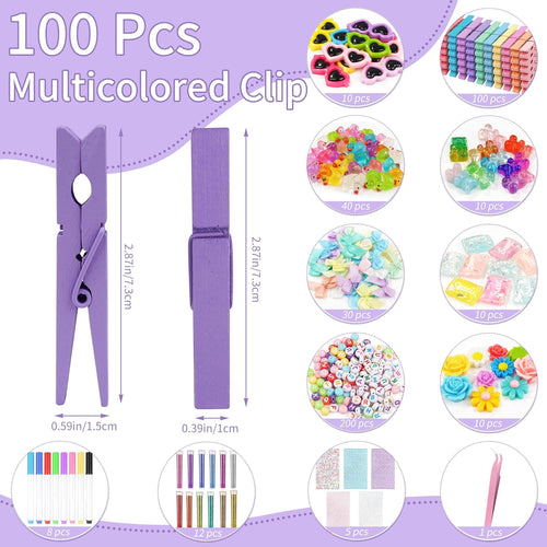 100 Set Cheer Pins Spirit Clips Cheerleader Wooden Clothes Pins for Backpack DIY Cheer Pin Decorations Cheer Gift Bulk for Team with Resin Animal Bow Eyeglass Flower Sticker (100, Cheer Set)