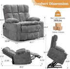 Korser Oversized Dual Motor Power Lift Recliner Chair for Elderly with Massage & Heat, Extra Wide Lift Chair with Adjustable Headrest, Electric Recliner with Storebox, Cupholder, USB, Type C, Grey