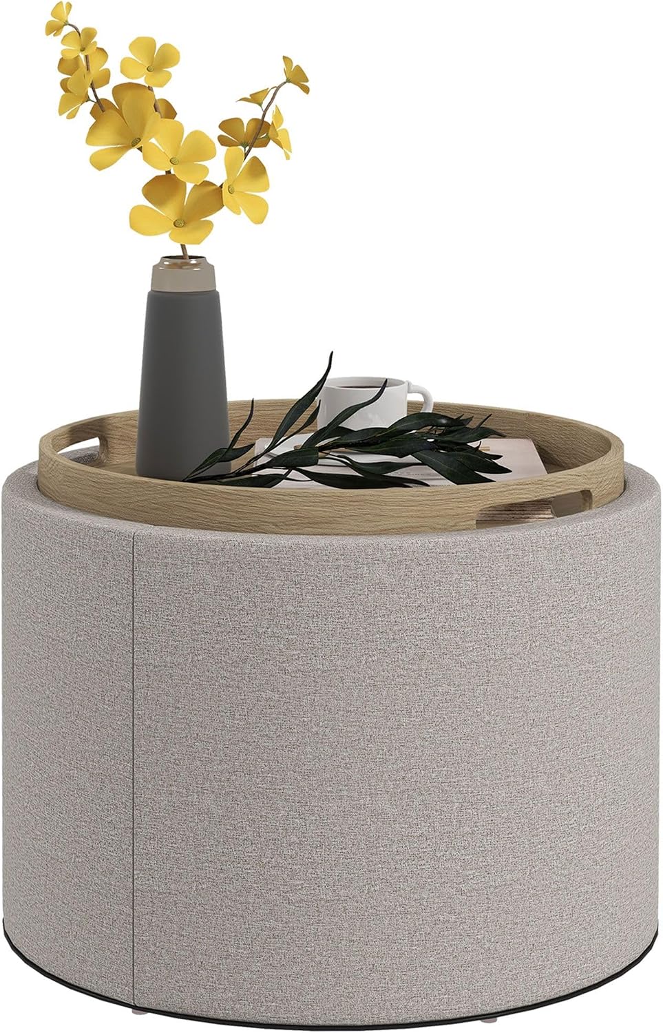Storage Ottoman with Reversible Lid and Concealed Storage for Living Room