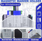 Magnetic Dry Erase Marker Holder for Whiteboard, 10 inch Large Capacity Whiteboard Marker and Spray Holder, 5 Slots Magnetic Fridge Organizer for Office, Classroom, Home (White)