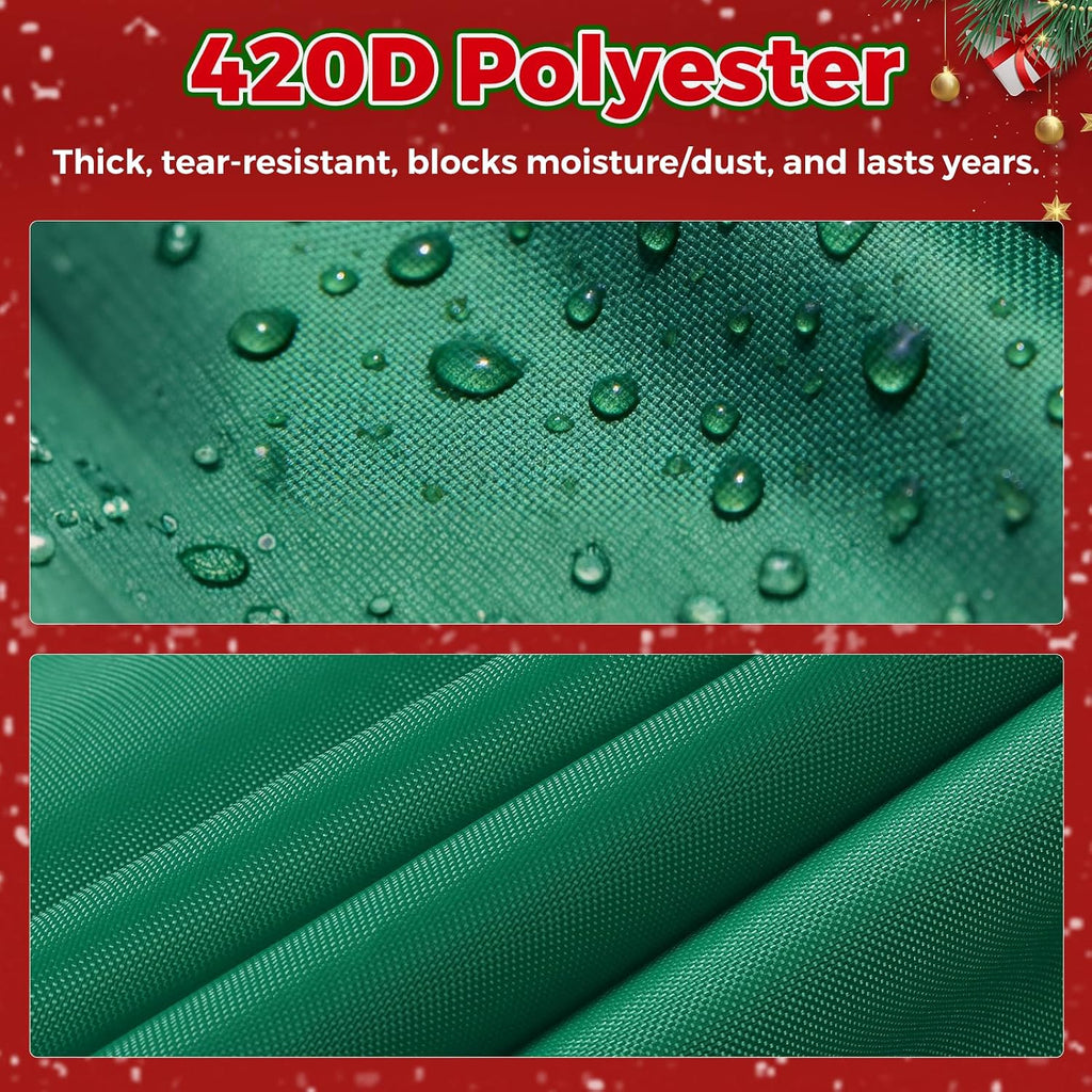 Christmas Tree Cover - 420D Waterproof Oxford Cloth Storage Bag for 4-6 FT Christmas Trees, Metal Zipper & Adjustable Straps (66" H x 50" W)