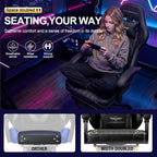 Ergonomic Gaming Chair with Retractable Footrest, High Back Video Game Chairs Computer Gaming Chairs with Headrest and Lumbar Support 400 lbs Linked Armrests Adult Chair (Black)