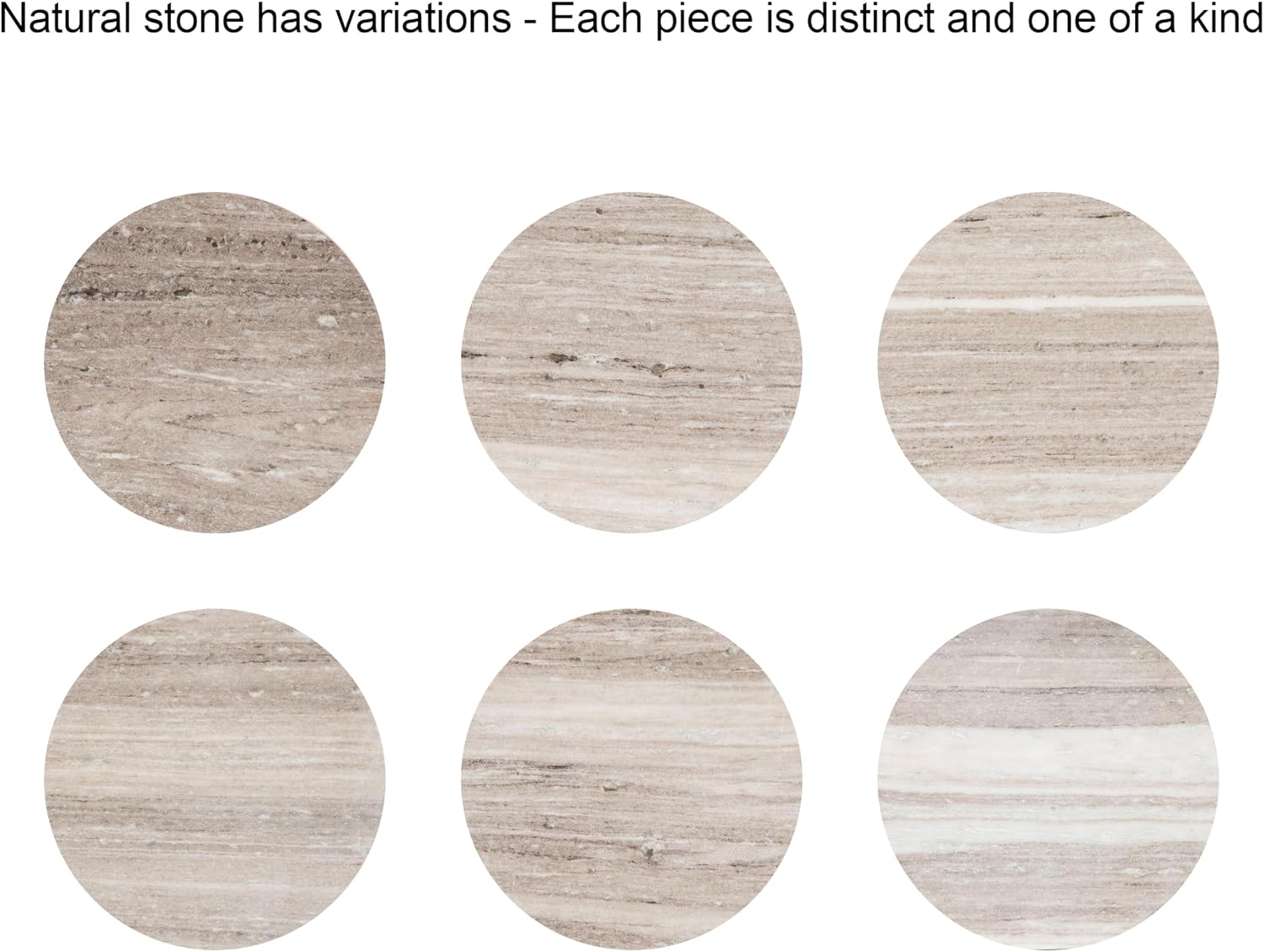 Kate and Laurel Baronet Glam Marble Round Side Table, 14 x 14 x 24, Morchana Marble and Bronze, Marble Top Circle End Table for Use as a Bedroom Nightstand or Living Room Plant Stand Option