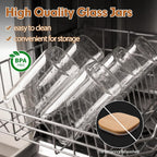 Moretoes 6 Pack 1.2qt Square Glass Storage Containers with Bamboo Press Lids, Airtight Pantry Storage Jars for Flour, Sugar, Dry Goods