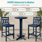 Outdoor Bar Stools Set of 2, HDPE Tall Adirondack Bar Chairs 27.5 Inch Seat Height w/Backrest, All Weather Patio Bar Height Chairs for Bistro Balcony Deck Poolside (Navy Blue)