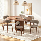 Wooden Dining Chairs Set of 4, Mid Century Modern Upholstered Kitchen Chairs with Solid Wood Legs, 350lb Heavy Duty Padded Side Chairs for Dining Room & Vanity, Camel
