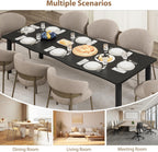 IDEALHOUSE Dining Room Table for 6-8 People, 71”Dining Table, Kitchen Table with Iron Legs and Irregular Desktop, Quick Assembly, 300 Lbs Capacity, for Kitchen, Living Room, Black(Only Table)