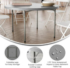 Flash Furniture Kathryn 4' Round Plastic Folding Event Table for Parties and Trade Shows, Portable Indoor/Outdoor Event Banquet Table, Granite Dark Gray