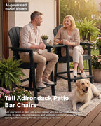 YEFU Tall Adirondack Chairs Set of 2: Oversize Balcony Adirondack Chairs Set - Outdoor Bar Height Barstools Widened Chair with Wood Grain - Weather Resistant for Deck Backyard Yard Poolside Pool