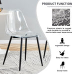Baysitone 51 inch Glass Dining Table Set for 4, Dining Table & Chair Sets with Black Metal Legs for Kitchen, Modern Rectangle Tempered Glass Table Top&Transparent Plastic Dining Chair for Dining Room