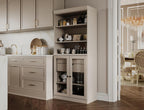 Palace Imports 100% Solid Wood 32"" Pantry Cabinet with Clear Glass Doors, 2-Drawers and Adjustable Shelves