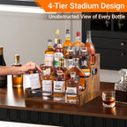 YQBRAO 4-Tier Liquor Bottle Display Shelf, Spice Rack - 16-Inch Coffee Syrup Organizer Rack - Heavy-Duty Countertop Bar Shelves for Liquor Whiskey, Spirits, Syrup Wine Dressing