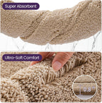 DEXI Bathroom Rug 43x24, Non Slip Washable Bath Mat for Shower Floor, Extra Large Absorbent Soft Bathmat with Rubber Backing, Quick Dry Microfiber Carpet, Beige