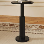LAATOOREE Small Round Side Tables Set of 2, Drink Tables, Accent Coffee Tables, Pedestal End Tables with Thick Solid Wood Legs for Living Room,Sofa Couch,Small Spaces,Bedroom (2, Black)