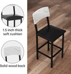 AWQM 5-Piece Dining Table Set, Dining Table Set for 4, Counter Height Table & 4 Bar Stools, Modern Kitchen Dining Set, with Upholstered Chairs, Compact Dining Set for Small Spaces, Marble Texture