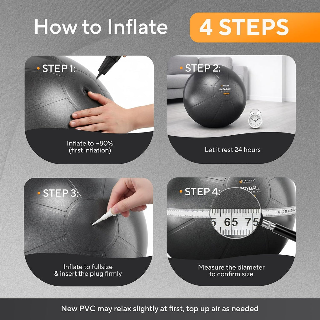 Yoga Exercise Ball Chair for Office Desk with Base, Ideal for Pregnancy, Birthing, Stability Exercises & Fitness. Swiss Stability Birth Ball for Labor, Gym & Workouts.