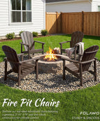 Adirondack Chair Set of 4, All Weather HDPE Fire Pit Chairs, Oversized Plastic Adirondack Chair for Outdoor, Balcony, Deck, Backyard, Patio, Garden, Poolside, Lawn Coffee
