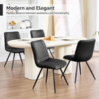 Black Dining Chairs Set of 4, Dining Chairs with Thick Cushions, PU Leather Upholstered Kitchen Dining Room Chairs with Metal Legs for Dining Living Room