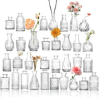 Glass Bud Vase Set of 33, Clear Small Vases Bulk for Wedding & Home Decor | Assorted Shapes & Sizes, Premium Clear Glass, Sturdy Packaging, Versatile for Weddings/Events/Home, Great Gift Choice