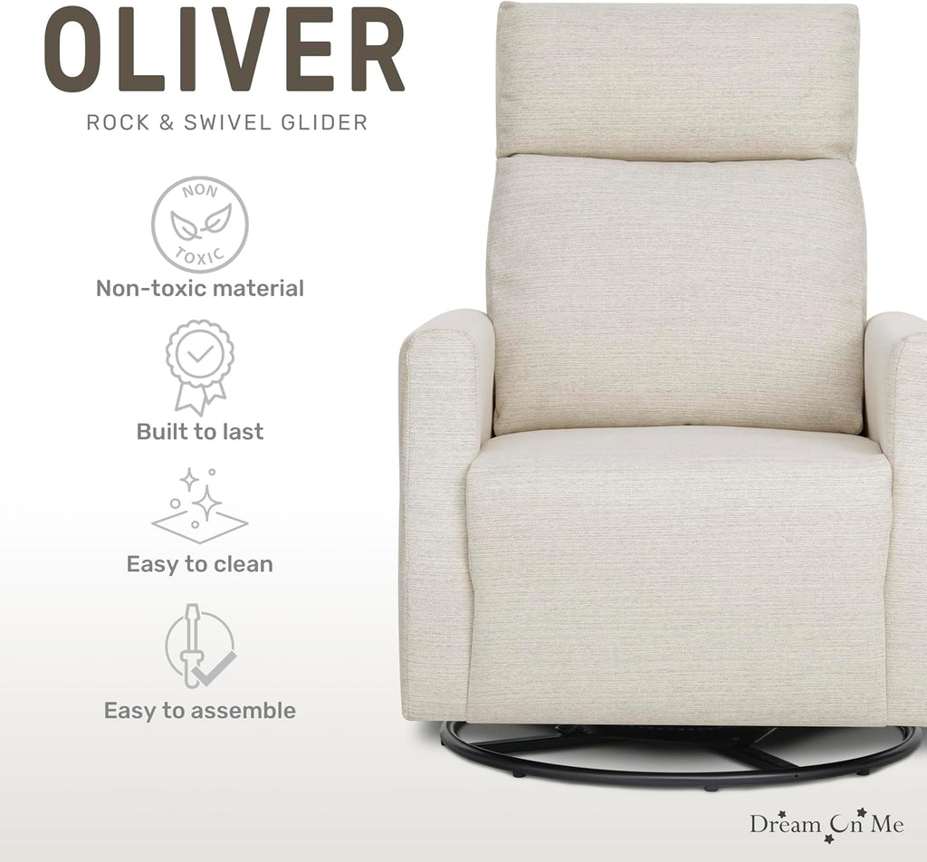 Dream On Me Oliver Swivel GliderWith 360-Degree Swivel and Plush Corduroy Fabric, FSC Certified.
