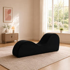 Naomi Home Yoga Chair for Adults - Ergonomic Yoga Chaise Lounge Bench, Wood & Metal Frame, 330 lb Capacity, Upholstered Microfiber Lounge for Deep Stretching, Relaxation & Creative Comfort - Black