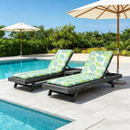 Lounge Chairs for Poolside- Adjustable Outdoor Chaise Lounge Chair with Cushion, Acacia Timber Patio Sun Lounger, Poolside Reclining Lounge Chair(Size:Green,Color:A)
