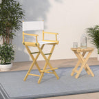 Casual Home 30" Director's Chair Natural Frame-with White Canvas, Bar Height
