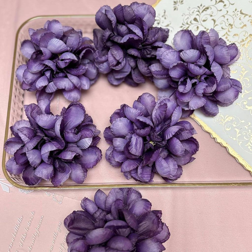 TeaSu Floating Flowers for Floating Candle Centerpieces, 12pcs Purple Artificial Flower Head for Wedding Centerpieces - Purple
