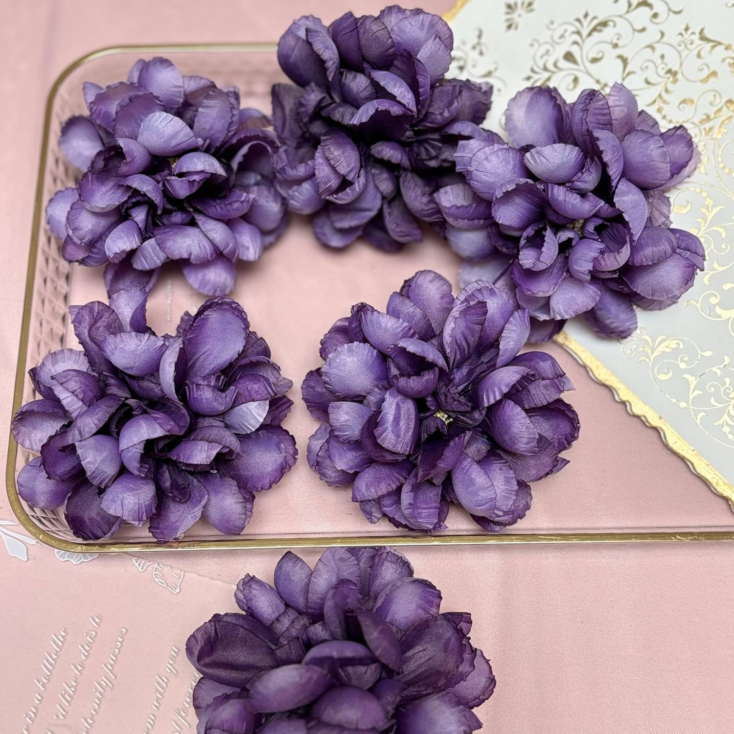 TeaSu Floating Flowers for Floating Candle Centerpieces, 12pcs Purple Artificial Flower Head for Wedding Centerpieces - Purple