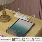 JOONEE Nightstand with Charging Station, Bedside Table with Storage Drawer, Fluted Side Table for Living Room, Bedroom