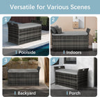 Oakcloud 75 Gallon Patio Storage Bench, Outdoor Wicher Garden Furniture Storage Deck Box Bench with Handles and Cushion, Grey