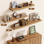 Vivelove Live Edge Floating Shelves Solid Wood, Elm Shelves for Wall with Invisible Bracket for Living Room Bedroom Bathroom Office Book, Rustic Farmhouse Wooden Shelf, 32 Inch Set of 2- Natural