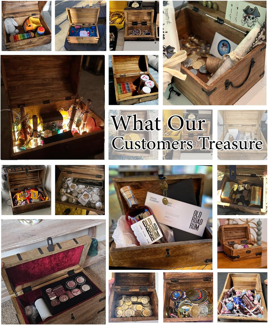 Nautical Cove Wooden Pirate Treasure Chest with Lock & Skeleton Key Small | Handmade Wooden Storage Box Kids Treasure Chest For Jewelry, Coins, Trinkets, Keepsake Gifts, Decor