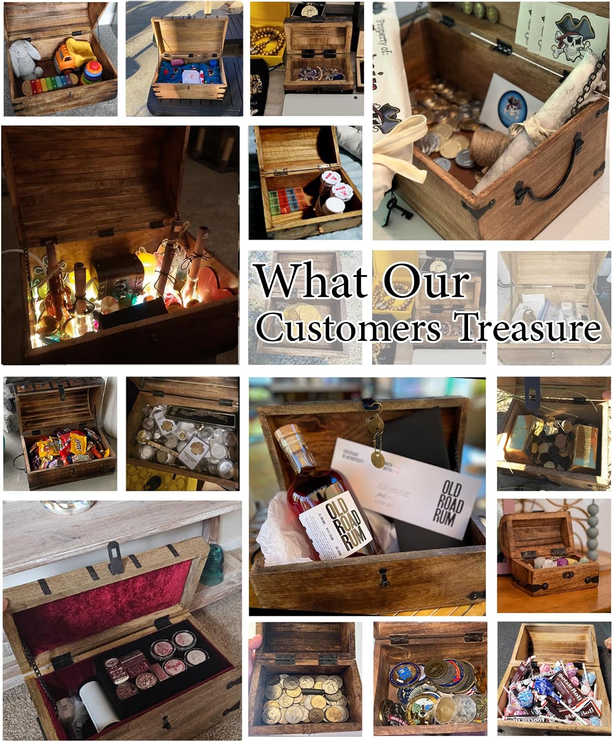Nautical Cove Wooden Pirate Treasure Chest with Lock & Skeleton Key Small | Handmade Wooden Storage Box Kids Treasure Chest For Jewelry, Coins, Trinkets, Keepsake Gifts, Decor
