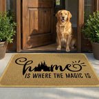 Funny Doormat for Entrance Way Indoor/Outdoor Front Door/Patio Anti-Slip & Heavy Weather Resistant Rugs House Warming Novelty Gift Mat 36"x24" (Home is Where the Magic is)