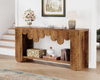 IBF 63” Long Entryway Table, 2-Tier Console Table with Storage, Farmhouse Wooden Rectangular Sofa Table Behind The Couch, Modern Entry Table for Hallway Entrance Foyer Home Living Room, Rustic Brown
