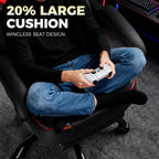 GTPLAYER Big and Tall Gaming Chair for Adults, Ergonomic Office Chair with Footrest, Heavy Duty 350 lbs Capacity, High Back, Premium Leather & Iridescent Trim, ACE-Armor, Black & Red